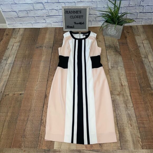 BCBGMAXAZRIA ELOISE COLOR-BLOCKED SHEATH DRESS MUV6X845/M202 SIZE 8 - Picture 3 of 12